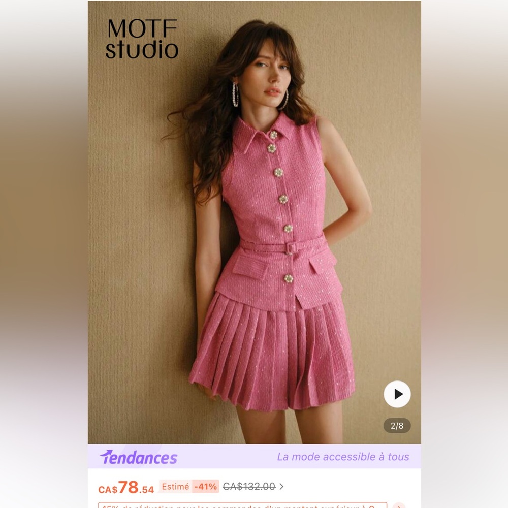 MOTF Pink Sleeveless Sundress with Notched Collar